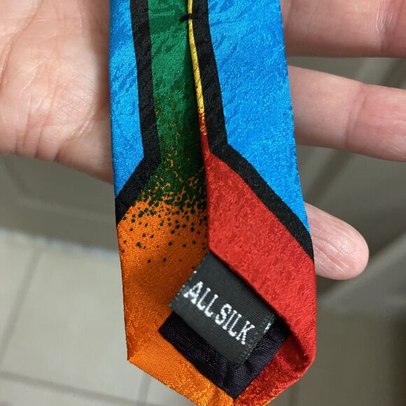 Rush Limbaugh No Boundaries Mens 100% Silk Tie Rainbow Gold Knot Chain - Picture 5 of 6